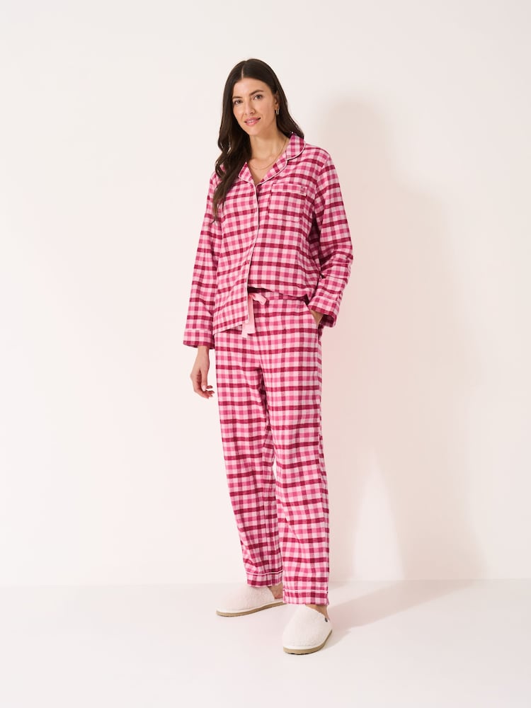 Crew Clothing Pink Cotton Flannel Pyjamas Set - Image 1 of 5 Crew Clothing Pink Cotton Flannel Pyjamas Set - Image 1 of 5
