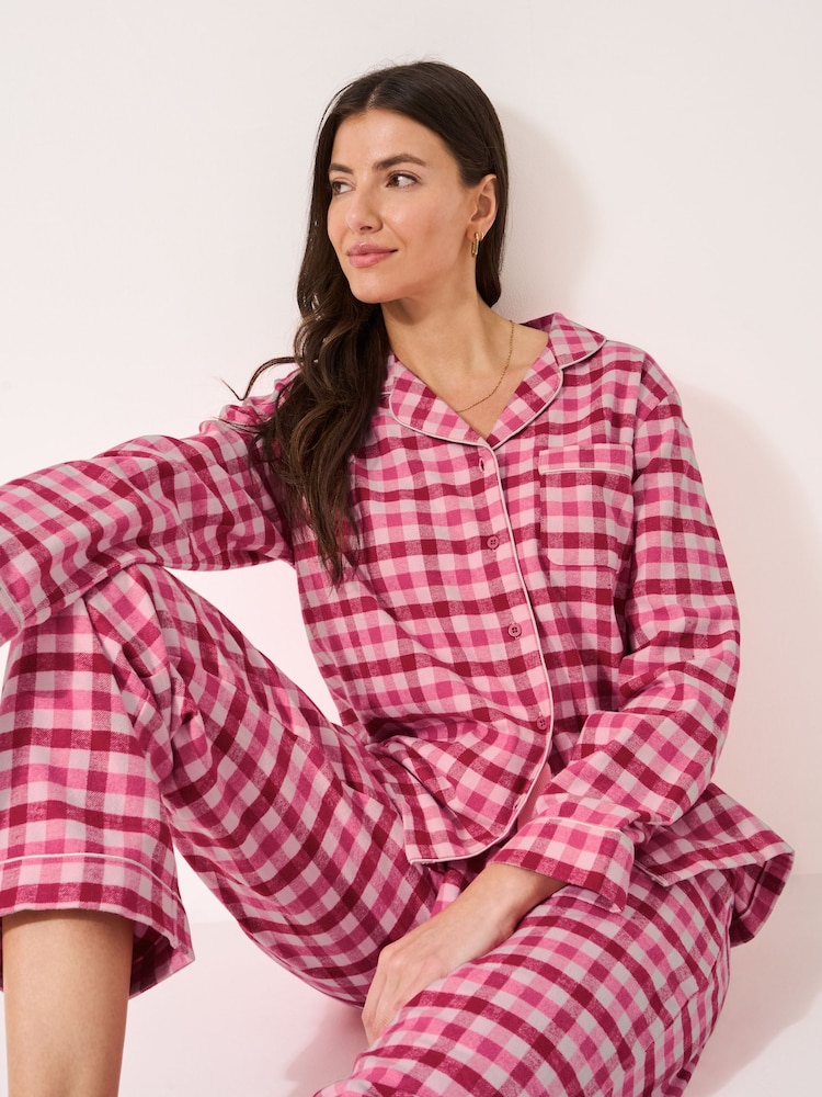 Crew Clothing Pink Cotton Flannel Pyjamas Set - Image 2 of 5 Crew Clothing Pink Cotton Flannel Pyjamas Set - Image 2 of 5