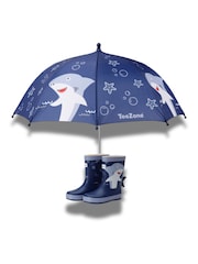 ToeZone Boys Blue Shark Waterproof Umbrella - Image 2 of 5