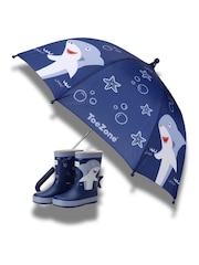 ToeZone Boys Blue Shark Waterproof Umbrella - Image 3 of 5