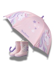 ToeZone Girls Pink Twinkle  Unicorn Waterproof Umbrella - Image 3 of 5