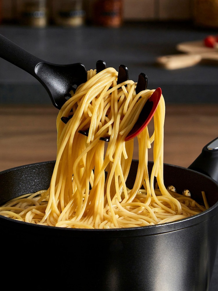 Morphy Richards Black/Red Pasta Server and Skimmer Set - Image 2 of 6