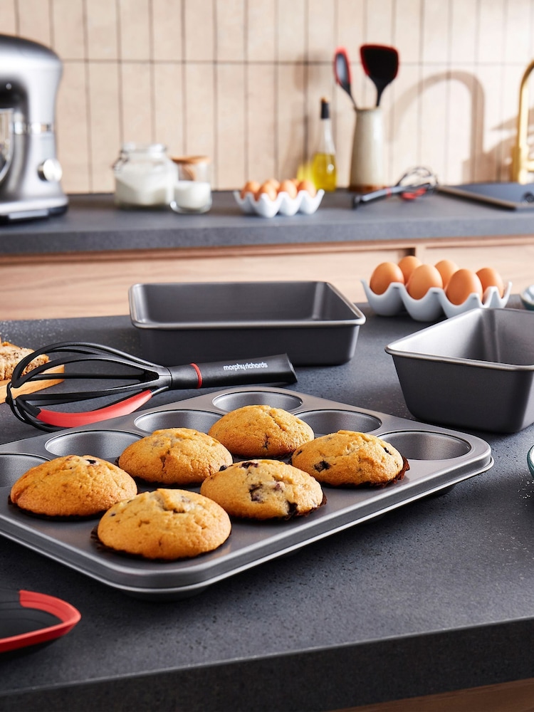 Morphy Richards Silver Grey Muffin Square Cake and Loaf Tin - Image 1 of 6