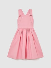 Reiss Pink Matilda Linen-Blend Cross-Back Midi Dress - Image 3 of 3