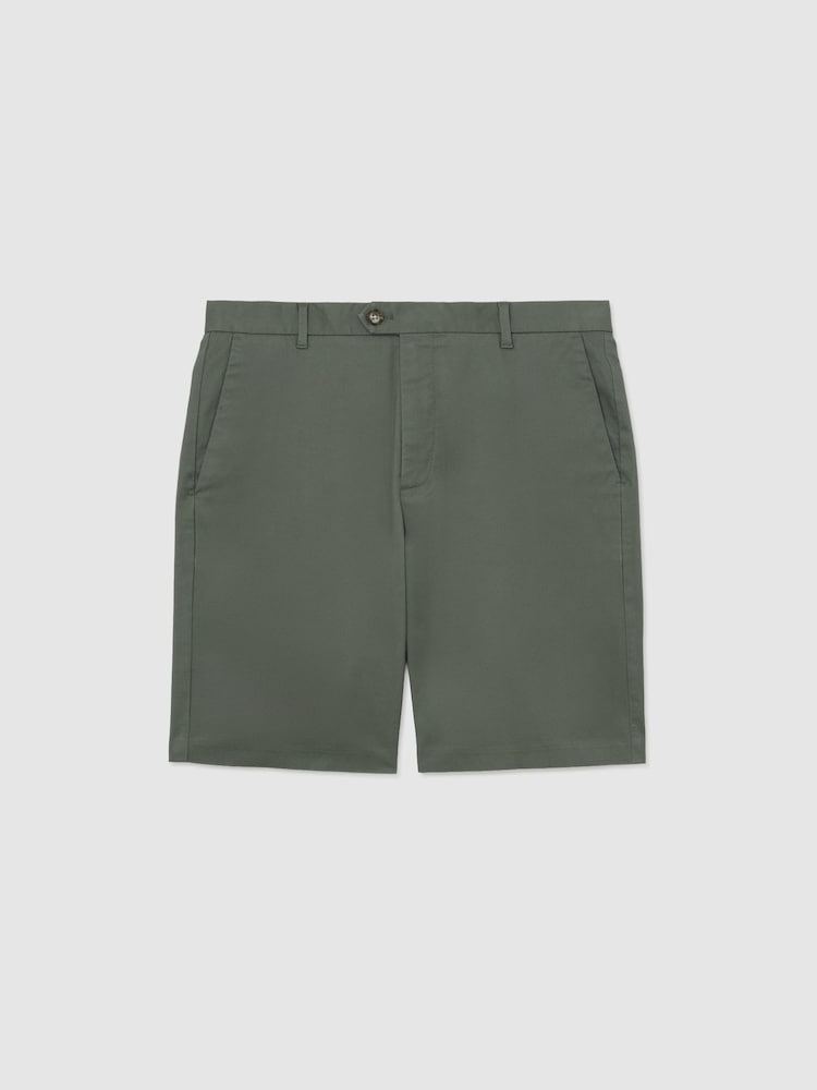 Reiss Sage Green Wicket Modern Fit Cotton Blend Chino Shorts - Image 2 of 6
