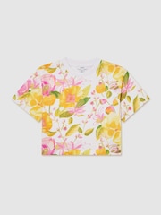 Reiss Ivory Print Bonnie 3-9 yrs Cotton Floral-Print Relaxed T-Shirt - Image 1 of 3