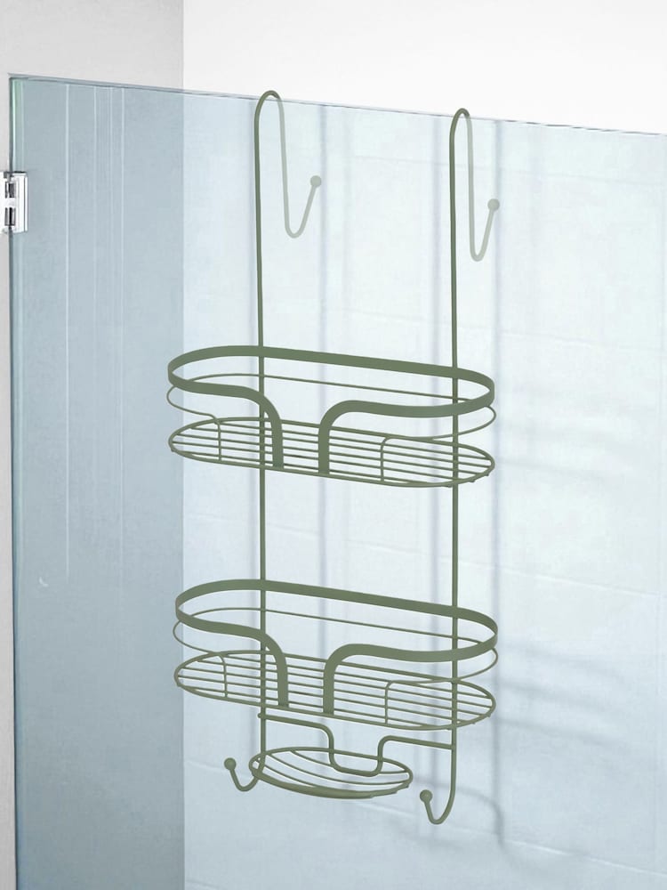 Showerdrape Sage Green Dante Floor and 2 Tier Shower Caddy Set - Image 2 of 5 Showerdrape Sage Green Dante Floor and 2 Tier Shower Caddy Set - Image 2 of 5