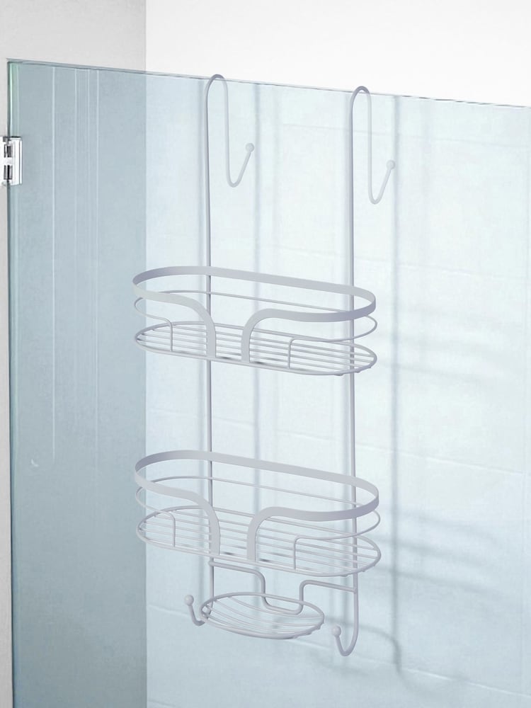 Showerdrape White Dante Floor and 2 Tier Shower Caddy Set - Image 2 of 5 Showerdrape White Dante Floor and 2 Tier Shower Caddy Set - Image 2 of 5