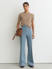 Reiss Taupe Neutral Stevie 100% Cashmere Crew Neck T-Shirt - Image 3 of 6