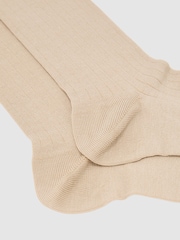 Reiss Champagne Fela Cotton-Blend Ribbed Socks - Image 2 of 3