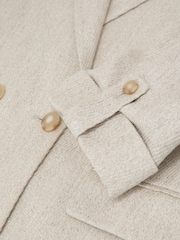 Reiss Neutral Nolah Linen-Blend Textured Double-Breasted Blazer - Image 7 of 7