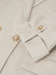 Reiss Neutral Nolah Linen-Blend Textured Double-Breasted Blazer - Image 8 of 8