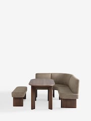 Tailored Boucle Weave Mid Natural Left Hand Corner Dining Table and Bench Set - Image 1 of 5