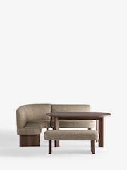 Tailored Boucle Weave Mid Natural Left Hand Corner Dining Table and Bench Set - Image 2 of 5