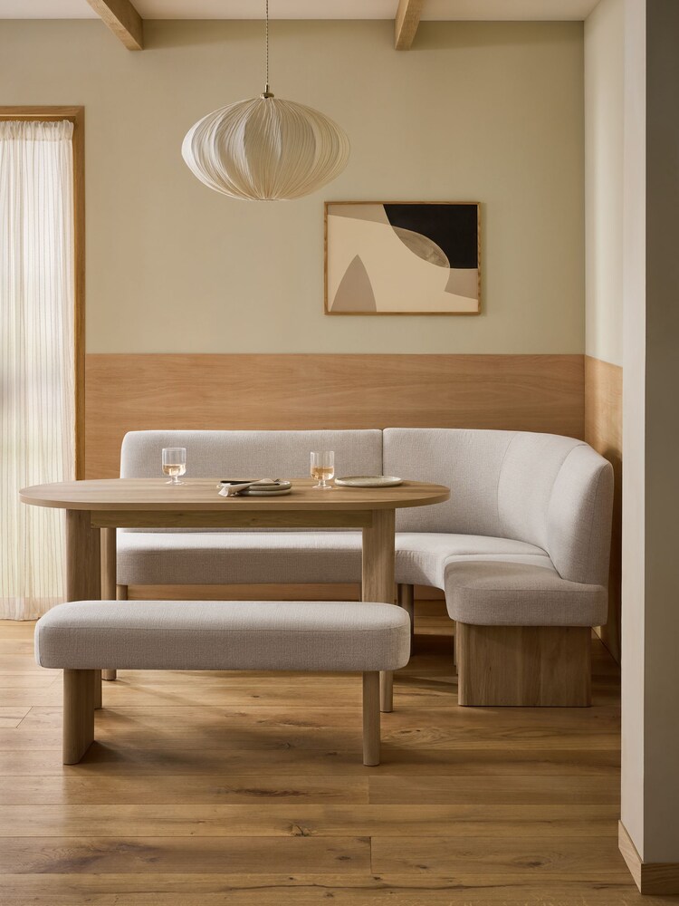 Tweedy Plain Light Natural Right Hand Corner Dining Table and Bench Set - Image 1 of 6 Tweedy Plain Light Natural Right Hand Corner Dining Table and Bench Set - Image 1 of 6