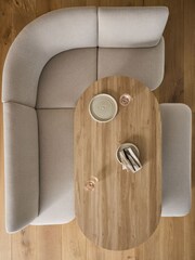 Tweedy Plain Light Natural Right Hand Corner Dining Table and Bench Set - Image 2 of 6