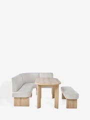 Tweedy Plain Light Natural Right Hand Corner Dining Table and Bench Set - Image 7 of 8