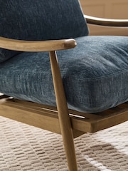 Costwold Chenille Dark Blue Hampton High Back Wooden Accent Chair - Image 2 of 9