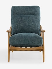 Costwold Chenille Dark Blue Hampton High Back Wooden Accent Chair - Image 4 of 9
