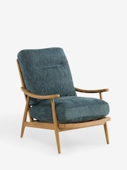 Costwold Chenille Dark Blue Hampton High Back Wooden Accent Chair - Image 5 of 9