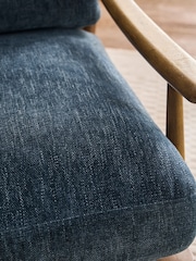 Costwold Chenille Dark Blue Hampton High Back Wooden Accent Chair - Image 8 of 9