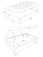 Buttoned Chunky Weave Blue Albury Large Storage Footstool - Image 4 of 11