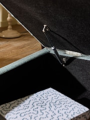 Buttoned Chunky Weave Blue Albury Large Storage Footstool - Image 6 of 11