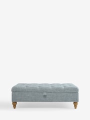 Buttoned Chunky Weave Blue Albury Large Storage Footstool - Image 7 of 11