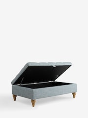 Buttoned Chunky Weave Blue Albury Large Storage Footstool - Image 8 of 11