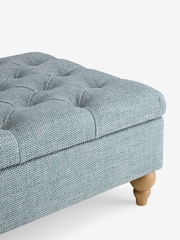Buttoned Chunky Weave Blue Albury Large Storage Footstool - Image 9 of 11