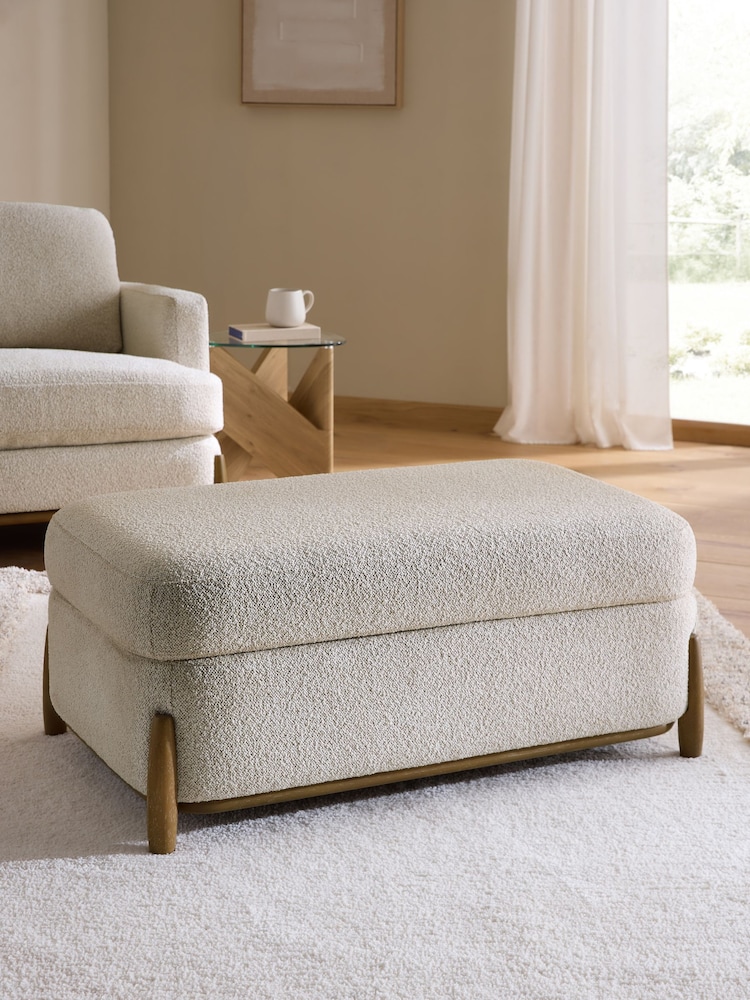Casual Boucle Light Natural Ellison Storage Footstool - Image 1 of 14 Casual Boucle Light Natural Ellison Storage Footstool - Image 1 of 14