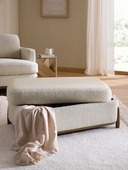Casual Boucle Light Natural Ellison Storage Footstool - Image 2 of 14