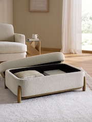 Casual Boucle Light Natural Ellison Storage Footstool - Image 5 of 14