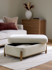 Casual Boucle Light Natural Ellison Storage Footstool - Image 7 of 14