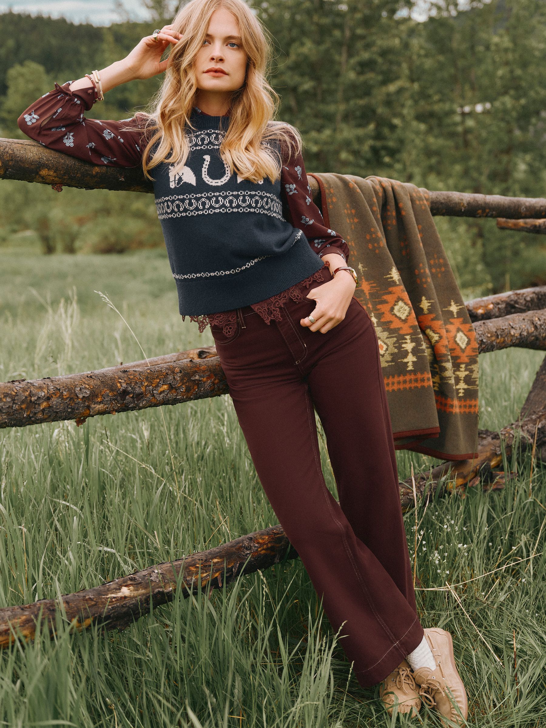 Joules High Rise Brown High Waisted Wide Leg Jeans - Image 1