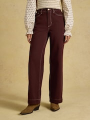 Joules High Rise Brown Wide Leg Jean - Image 1 of 6