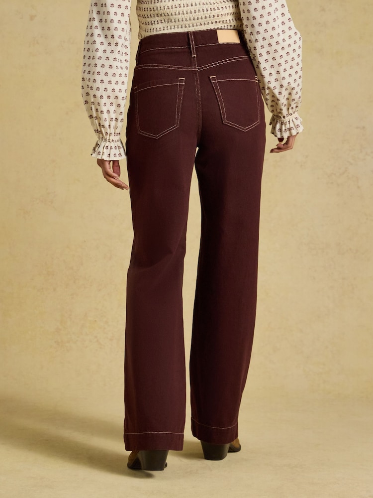 Joules High Rise Brown Wide Leg Jean - Image 2 of 6