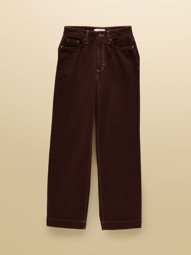 Joules High Rise Brown Wide Leg Jean - Image 6 of 6