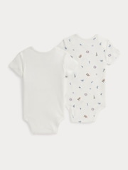 Polo Ralph Lauren Cream Polo Bear Graphic 2-Pack Rompers - Image 2 of 3