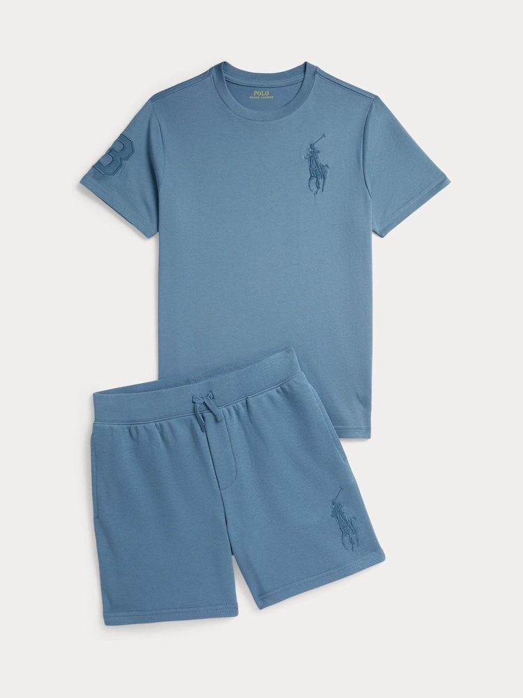 Polo Ralph Lauren Blue Big Pony Player Cotton Jersey Shorts - Image 3 of 3