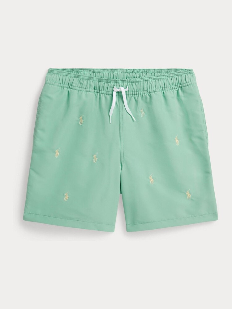 Polo Ralph Lauren Green All-Over-Pony Print Traveler Swimshorts - Image 1 of 2