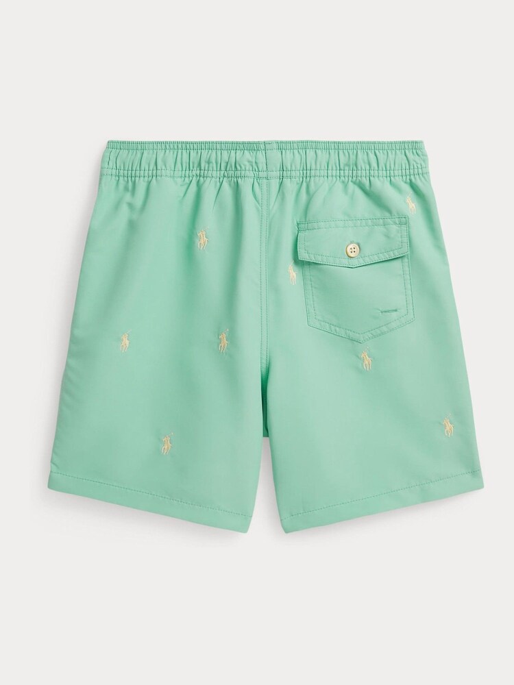 Polo Ralph Lauren Green All-Over-Pony Print Traveler Swimshorts - Image 2 of 2