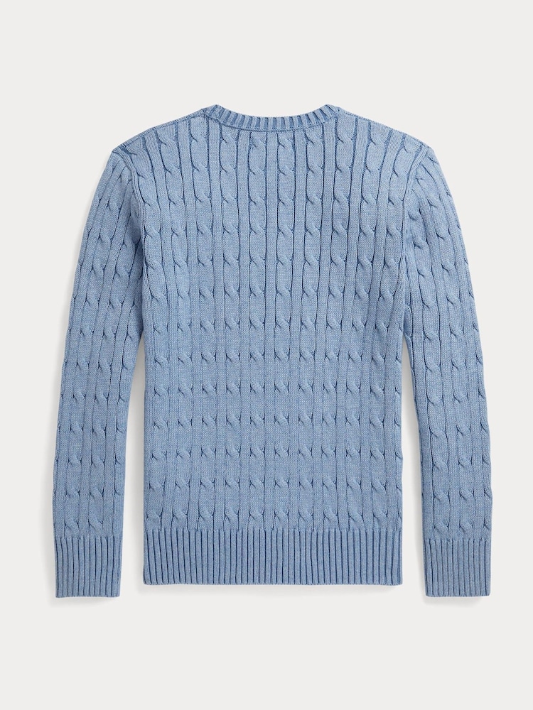 Polo Ralph Lauren Blue Cable Knit Jumper - Image 2 of 3