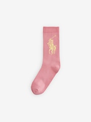 Polo Ralph Lauren Pink Stripe Big Pony Socks 3 Pack - Image 2 of 4