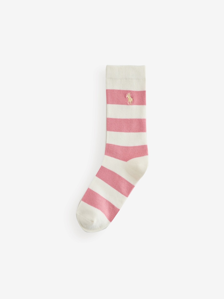 Polo Ralph Lauren Pink Stripe Big Pony Socks 3 Pack - Image 4 of 4