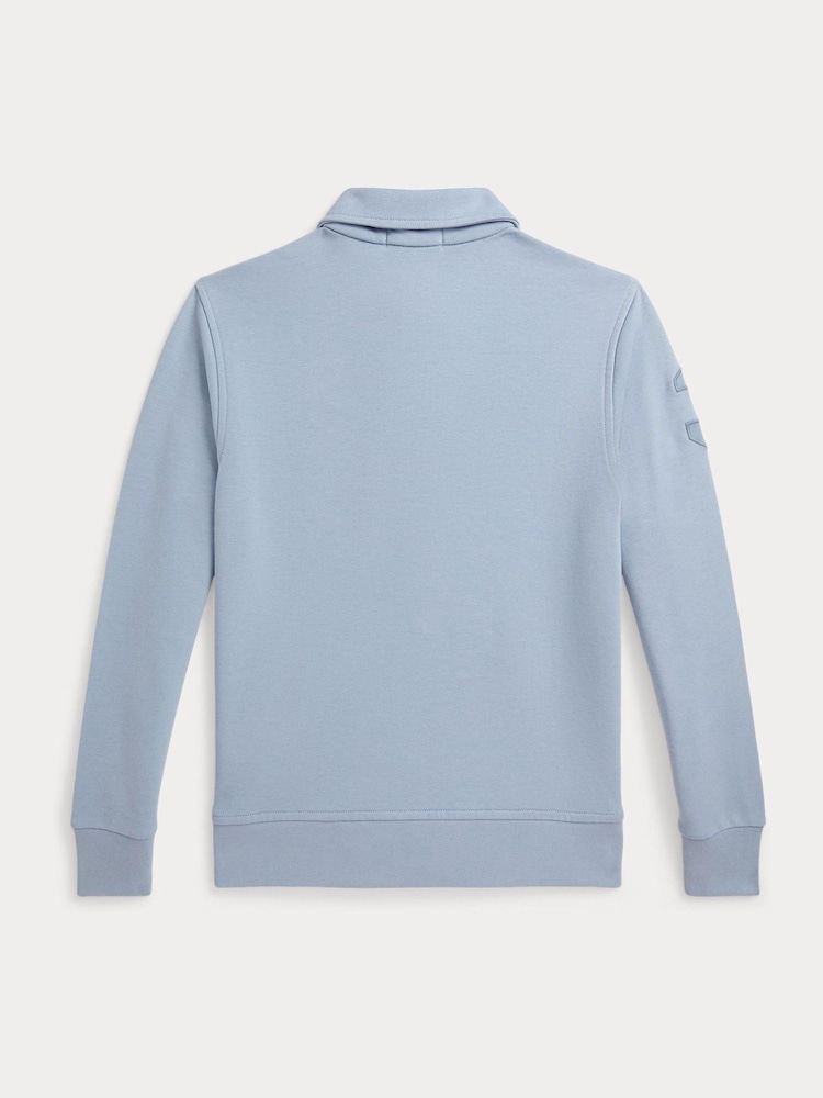 Polo Ralph Lauren Blue Tonal Big Pony Quarter Zip Sweatshirt - Image 2 of 2