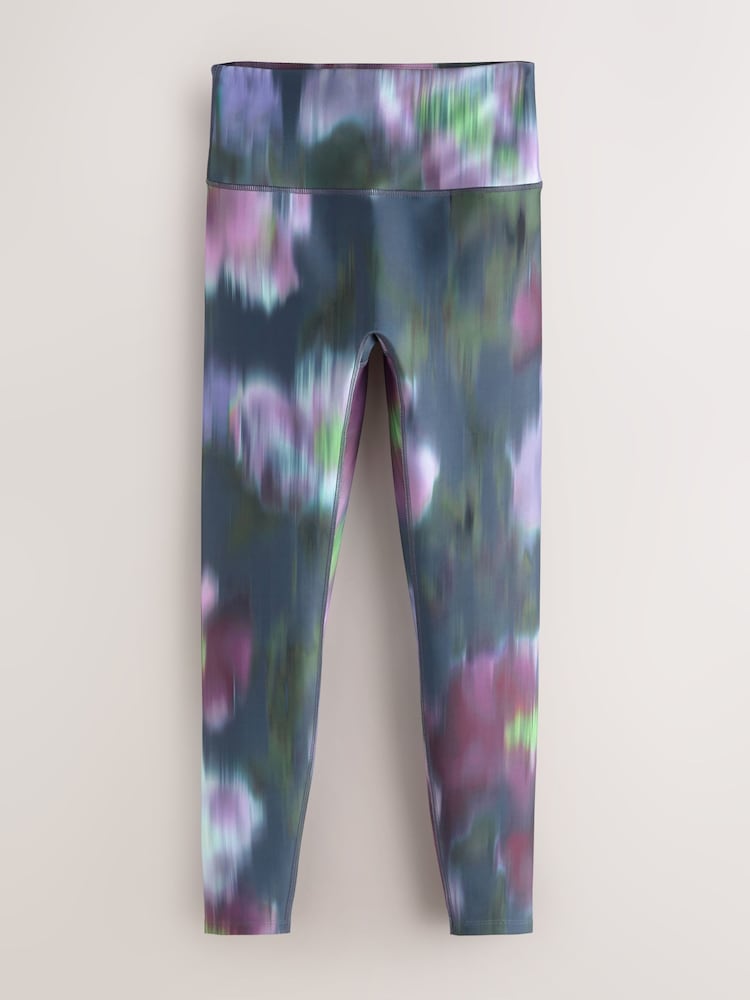 Navy Active Power Floral Print Leggings - Image 1 of 4 Navy Active Power Floral Print Leggings - Image 1 of 4