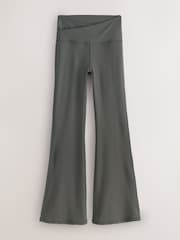 Khaki Green Active Balance Wrap Front Flare Leggings - Image 5 of 7