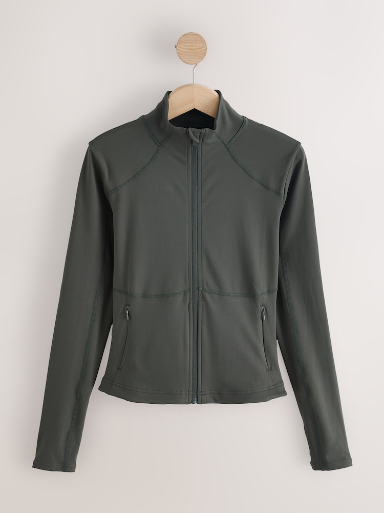Khaki Green Active Balance Zip Through Jacket - Image 1 of 4