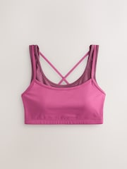 Pink Active Balance Cross Back Layered Sports Bra - Image 6 of 8